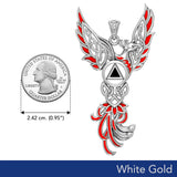 Celtic Phoenix Recovery Solid White Gold Pendant with Enamel WPD5874
