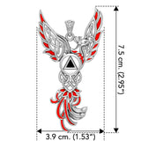 Celtic Phoenix Recovery Solid White Gold Pendant with Enamel WPD5874