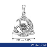 Trinity Knot with Celtic Crescent Moon and Triskele Solid White Gold Pendant WPD5885