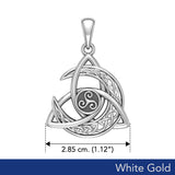 Trinity Knot with Celtic Crescent Moon and Triskele Solid White Gold Pendant WPD5885