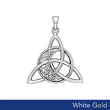 Triquetra and Celtic Crescent Moon Solid White Gold Pendant WPD5887
