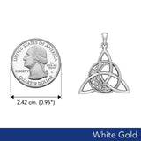 Triquetra and Celtic Crescent Moon Solid White Gold Pendant WPD5887 - Jewelry