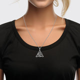 Triquetra and Celtic Crescent Moon Solid White Gold Pendant WPD5887