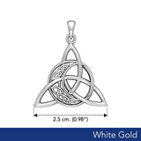 Triquetra and Celtic Crescent Moon Solid White Gold Pendant WPD5887 - Jewelry