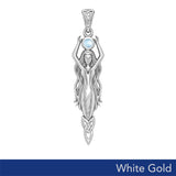 Goddess Brigid Solid White Gold pendant with Gem WPD5889
