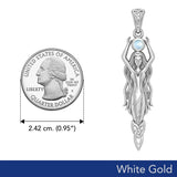 Goddess Brigid Solid White Gold pendant with Gem WPD5889