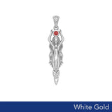 Goddess Brigid Solid White Gold pendant with Gem WPD5889