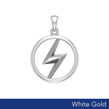 Zeus God Lightning Bolt Solid White Gold  Pendant WPD5897