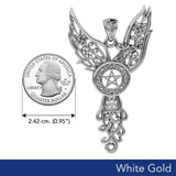 Celtic Phoenix with Five-Pointed Star Solid White Gold Pendant WPD5906