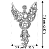 Celtic Phoenix with Five-Pointed Star Solid White Gold Pendant WPD5906