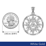 The Sun and Celtic Trinity Knot Solid White Gold Pendant WPD5924