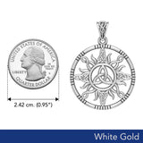 The Sun and Celtic Trinity Knot Solid White Gold Pendant WPD5924