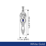 Celtic Goddess Virgo Astrology Zodiac Solid White Gold Accents Pendant with Sapphire WPD5940