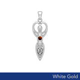 Celtic Infinity Goddess with Birthstone Solid White Gold Pendant WPD5959
