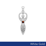 Celtic Infinity Goddess with Birthstone Solid White Gold Pendant WPD5959