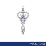 Celtic Infinity Goddess with Birthstone Solid White Gold Pendant WPD5960 - Jewelry