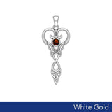 Celtic Infinity Goddess with Birthstone Solid White Gold Pendant WPD5960 - Jewelry