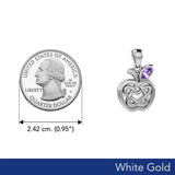 Celtic Spiritual Fruit Apple with Double Heart Solid White Gold Pendant with Gemstone WPD5987 - Jewelry