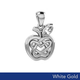 Celtic Spiritual Fruit Apple with Double Heart Solid White Gold Pendant with Gemstone WPD5987