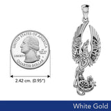 Steampunk Celtic Phoenix Solid White Gold Pendant WPD6000 - Jewelry