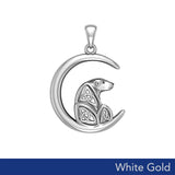Celtic Spirit of The Arctic Polar Bear on The Moon Solid White Gold Pendant WPD6015 - Jewelry