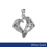 Love of The Mythical Celtic Heart Raven White Gold Jewelry Pendant WPD6025