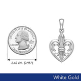 A powerful White Gold Jewelry Pendant Fleur-de-Lis and Heart WPD6067 - Jewelry