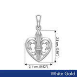 A powerful  White Gold Jewelry Pendant Fleur-de-Lis and Heart WPD6067