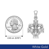 A powerful combination of Celtic elements White Gold Jewelry Pendant in Fleur-de-Lis and Celtic Cross WPD6068 - Jewelry