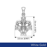 A powerful combination of Celtic elements White Gold Jewelry Pendant in Fleur-de-Lis and Celtic Cross WPD6068