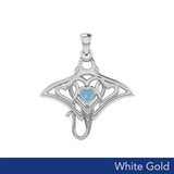 Manta ray with Triple Heart White Gold Pendant With Gemstone in the Center WPD6072 - Jewelry