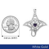 Manta ray with Triple Heart White Gold Pendant With Gemstone in the Center WPD6072 - Jewelry