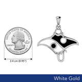 The Manta Ray with Yin Yang Symbol Solid White Gold Pendant WPD6075