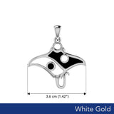 The Manta Ray with Yin Yang Symbol Solid White Gold Pendant WPD6075
