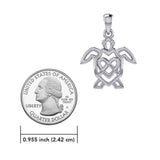 Turtle with Celtic Heart 14 Karat Solid White Gold Pendant WPD6081 - Jewelry