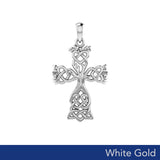 Celtic Tree of Life Cross Solid  white Gold Pendant WPD6122