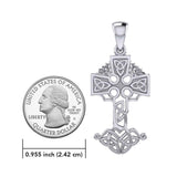 Celtic Tree of Life Irish Cross 14 Karat Solid White Gold Pendant WPD6123 - Jewelry