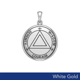 Sigil Seal of The AA Recovery Solid White Gold Pendant WPD6160 - Jewelry