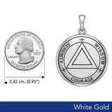 Sigil Seal of The AA Recovery Solid White Gold Pendant WPD6160