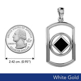 Solid White Gold Rectangle Pendant with Inlay Stone in NA Symbol Shape WPD6165