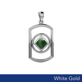 Solid White Gold Rectangle Pendant with Inlay Stone in NA Symbol Shape WPD6165