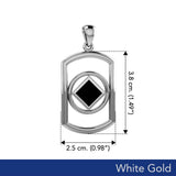 Solid White Gold Rectangle Pendant with Inlay Stone in NA Symbol Shape WPD6165