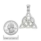 Enchantment White Gold Double Hearts Connected with Magic Celtic Triquetra Pendant - WPD6194 by Peter Stone - Jewelry