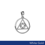 Double Recovery AA and NA Solid White Gold Pendant WPD6371