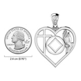 NA Recovery Symbol with Faith and Christogram in Heart Solid Gold Pendant GPD6396