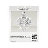 NA Recovery Symbol with Faith and Christogram in Heart Solid Gold Pendant GPD6396