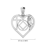 NA Recovery Symbol with Faith and Christogram in Heart Solid Gold Pendant GPD6396