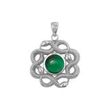 Ouroboros Snake with Celtic Knot Solid Gold Pendant with Gem GPD6410