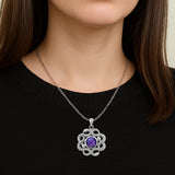 Ouroboros Snake with Celtic Knot Solid Gold Pendant with Gem GPD6410