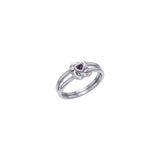 Celtic Knotwork Solid White Gold Ring With Heart Gemstone WRI2308